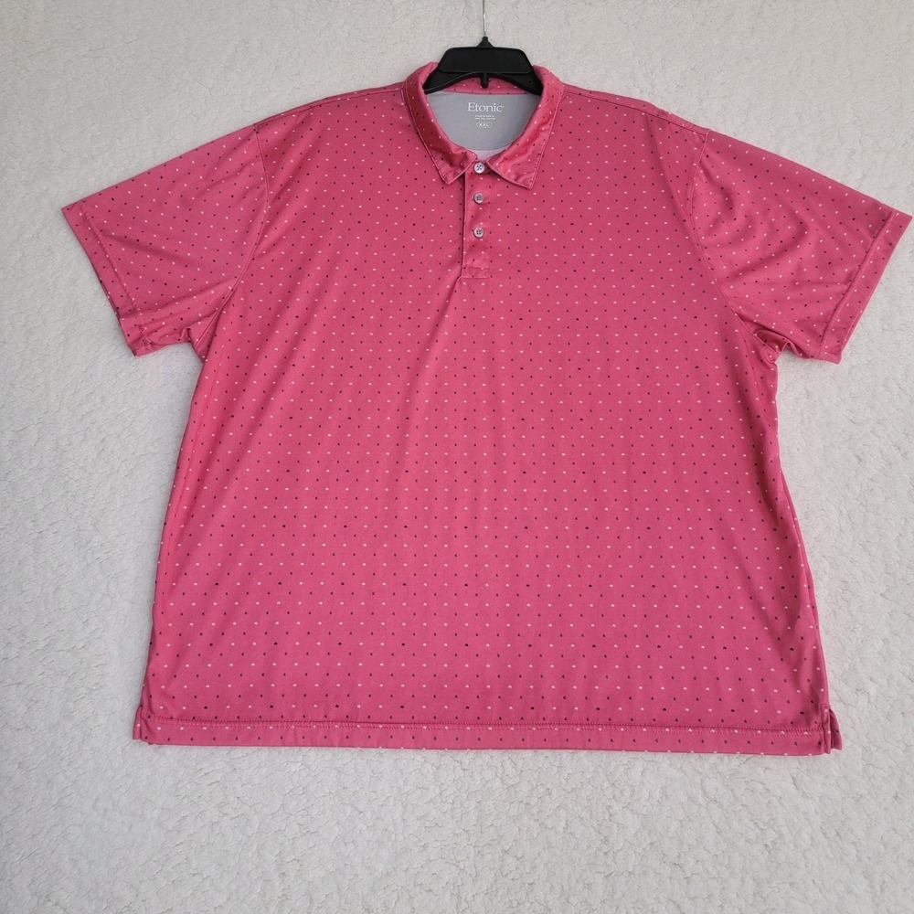 Etonic Men's Polo Shirt 2XL Short Sleeve 3 Button Pink Golf